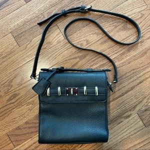 black faux leather 9 x 9 crossbody shoulder Bag adjustable strap gold de…